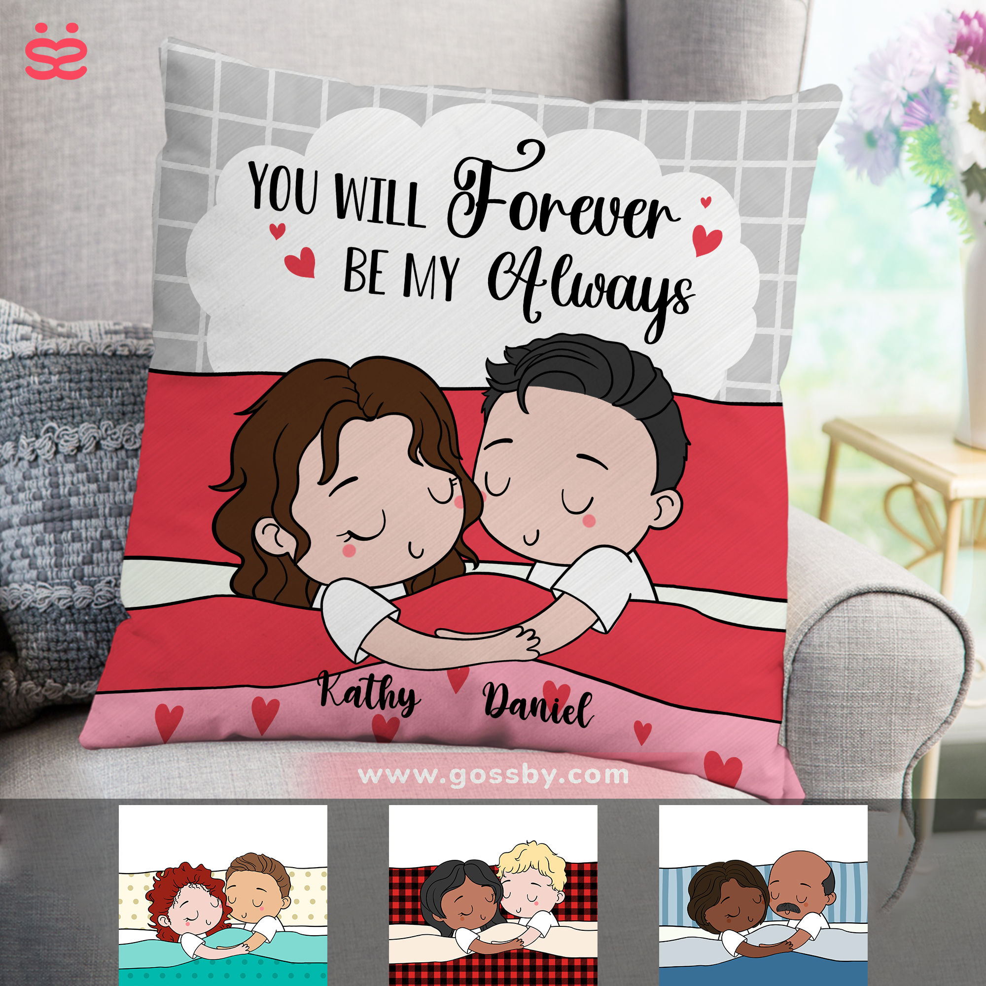 Custom Personalized Skull Couple Canvas - Gift Idea For Couple - You Will Forever Be My Always main image 1