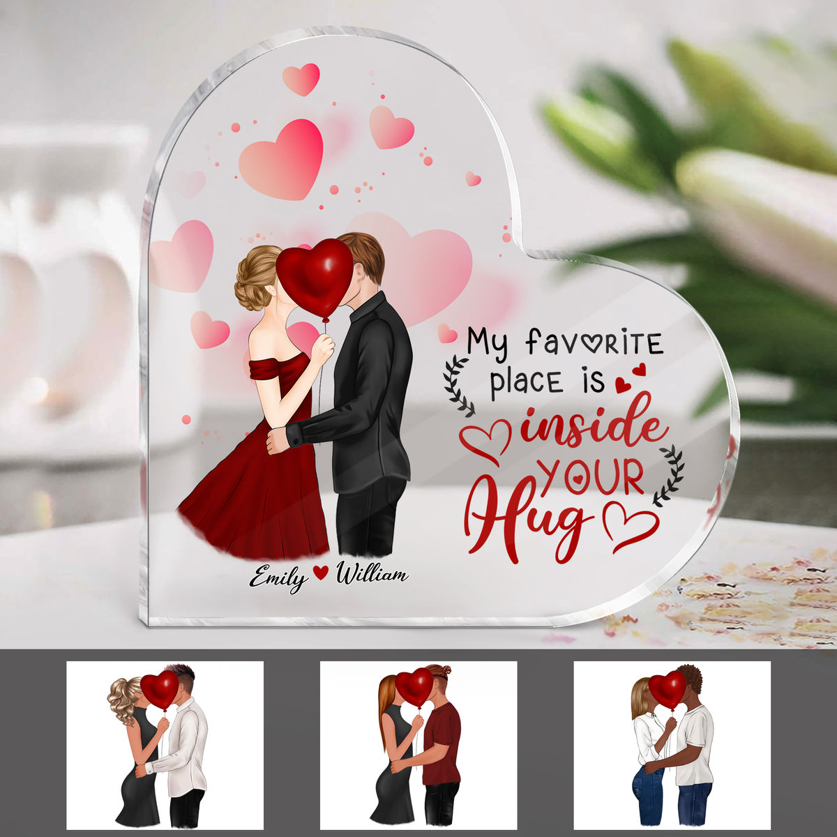 Transparent Plaque - Couple - My favorite place is inside your hug (Custom  Puzzle-Shaped Acrylic Plaque)