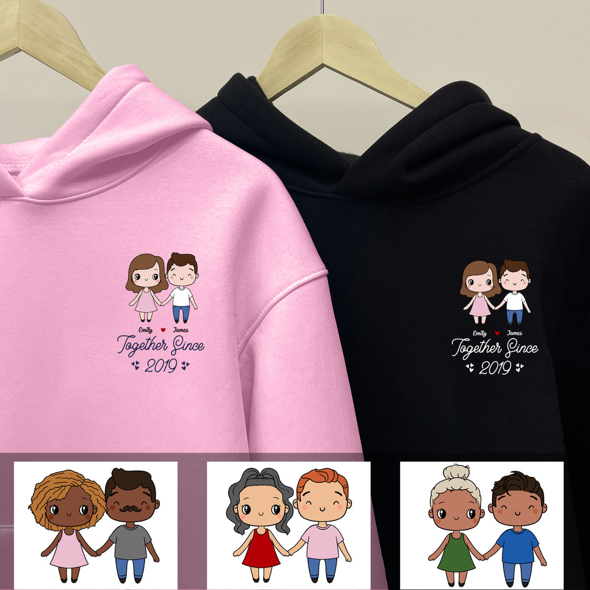 Hoodie - Couple Gifts - Together Since - Personalized Shirt