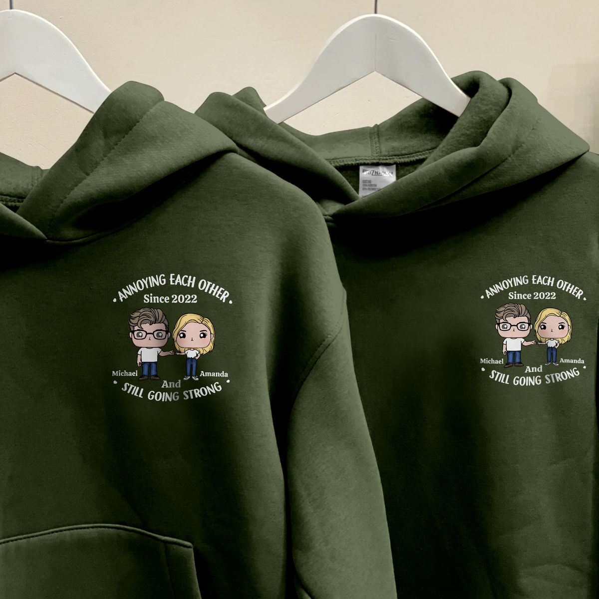 Couple Figure (D) - Matching Hoodies - Annoying Each Other And Still Going Strong - Valentine's Gift For Couples (0111) - Personalized Shirt_2