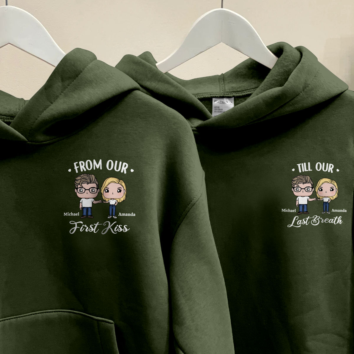 Couple Figure (D) - Matching Hoodies - From Our First Kiss Till Our Last Breath - Valentine's Gift For Couples (0111) - Personalized Shirt_2