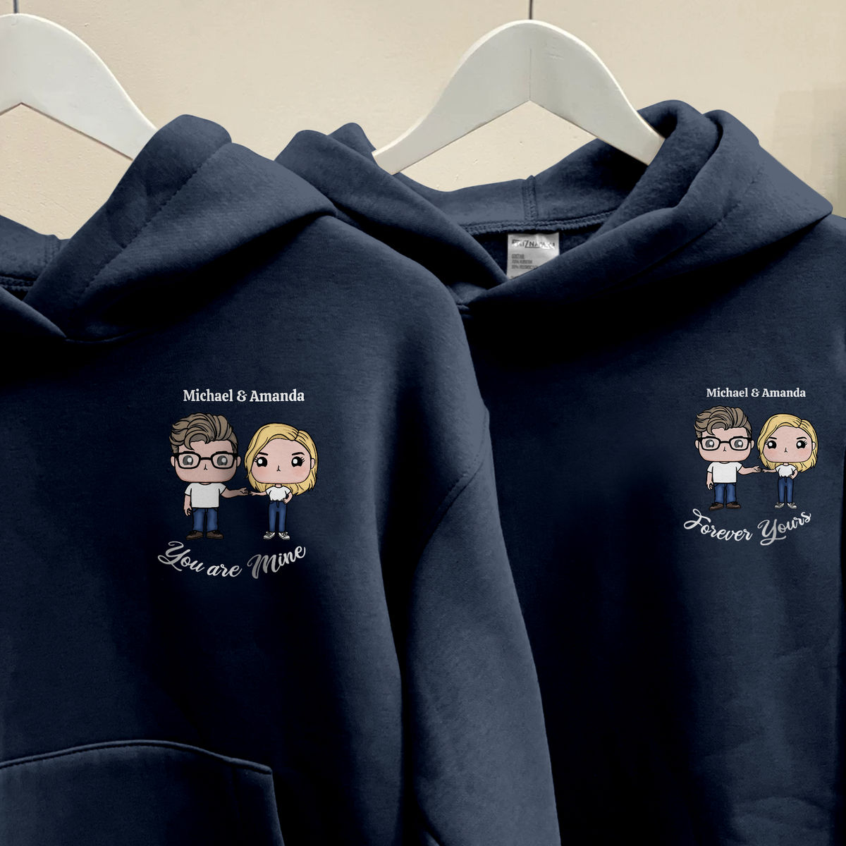 Couple Figure (D) - Matching Hoodies - You Are Mine - Forever Yours - Valentine's Gift For Couples (0111) - Personalized Shirt_1