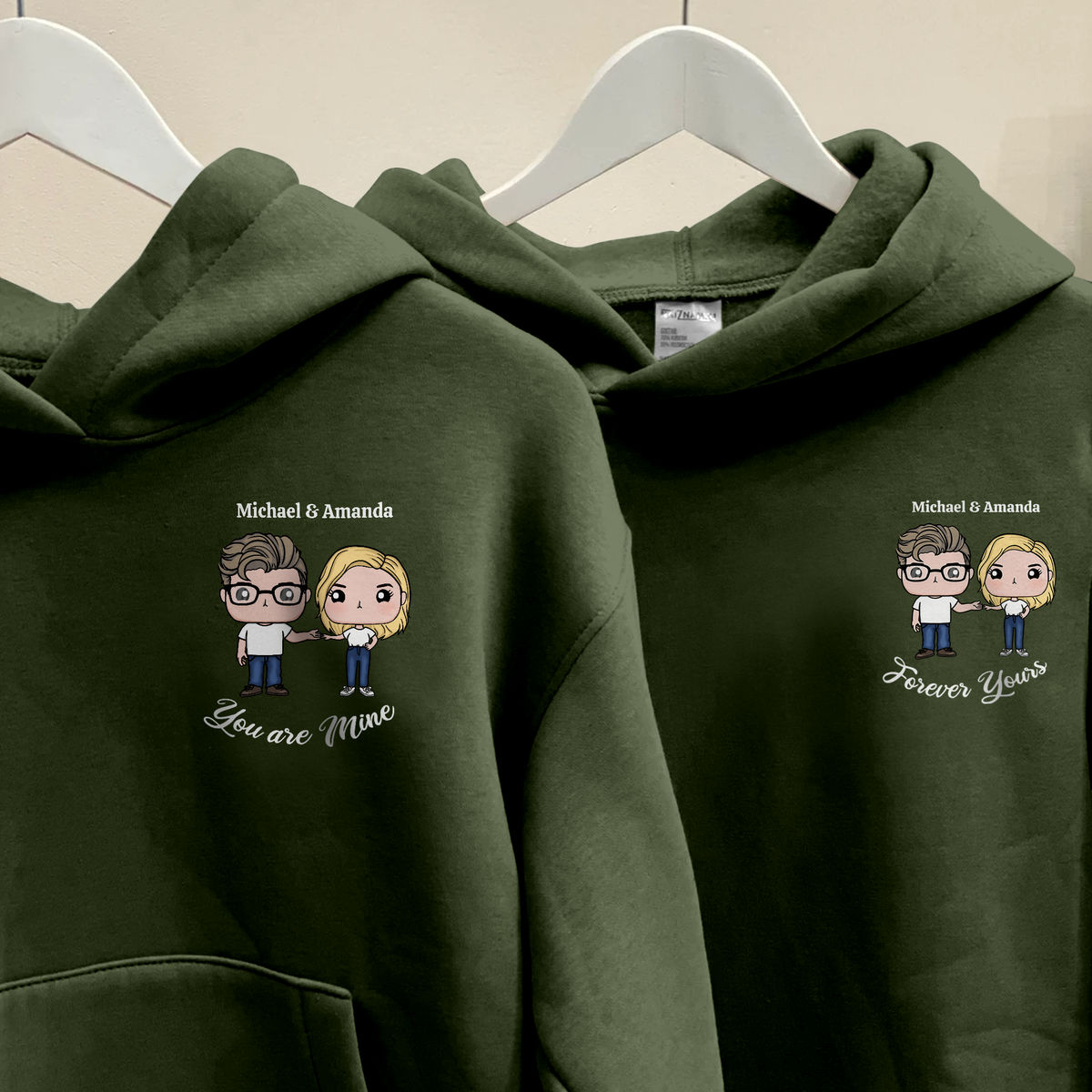 Couple Figure (D) - Matching Hoodies - You Are Mine - Forever Yours - Valentine's Gift For Couples (0111) - Personalized Shirt_2