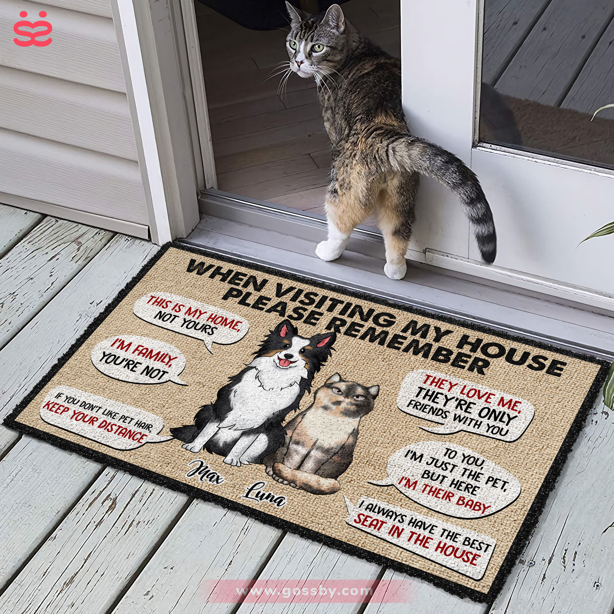 Dogs and Cats - Remember When Visiting Our House....Custom Welcome Mats, Cat Lover, Dog Lover Gifts - Personalized DoorMat_1