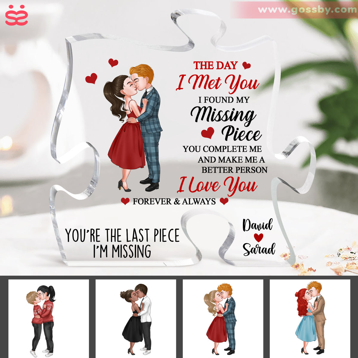 Personalized Desktop - Puzzle Acrylic Plaque - Gifts For Couple