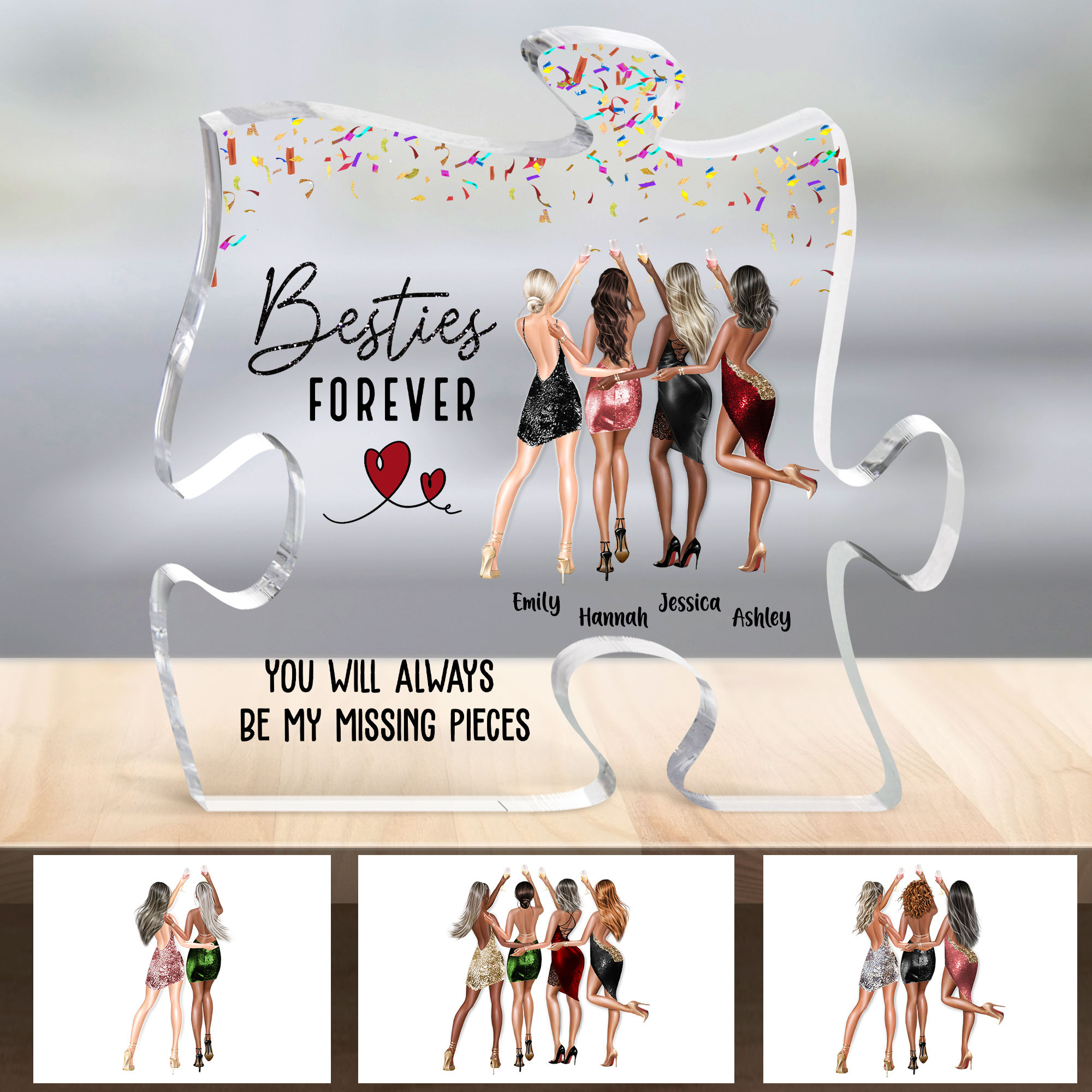 Puzzle acrylic plaque besties forever 22673 personalized desktop
