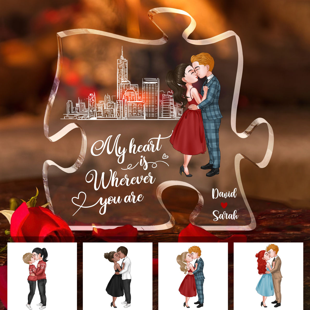 Personalized Desktop - Puzzle Acrylic Plaque - Gifts For Couple - My heart  is wherever you are (36496) Wedding Gifts , Anniversary Gifts, Valentine  Gifts, Engagement Gifts For Couples