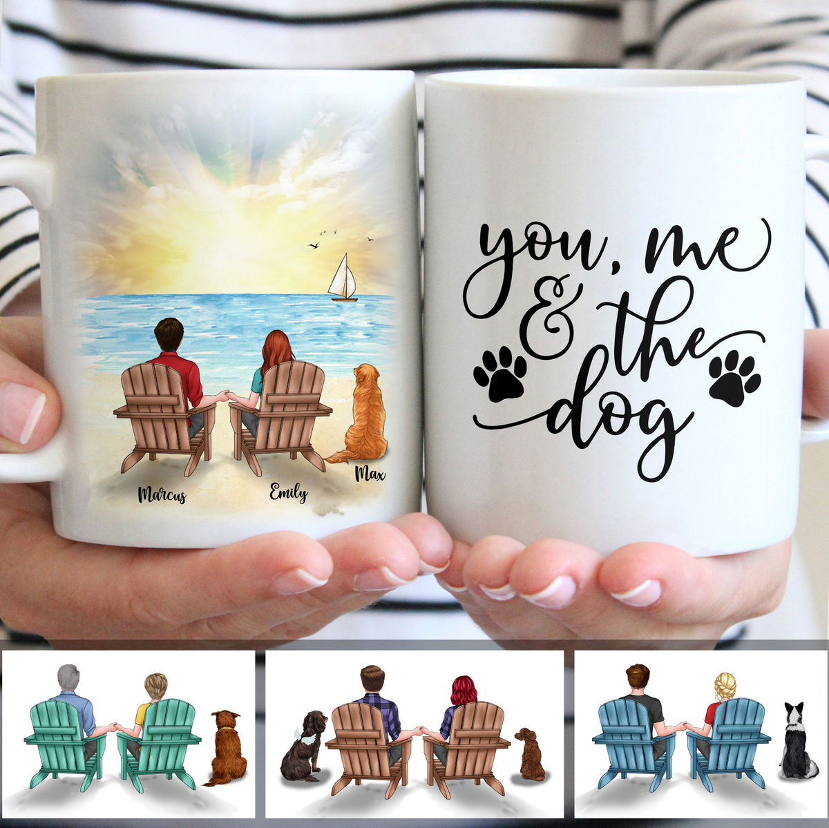 You, Me & The Dog (Beach ) - Couple Mug, Couple Gifts, Gifts For Her, Him