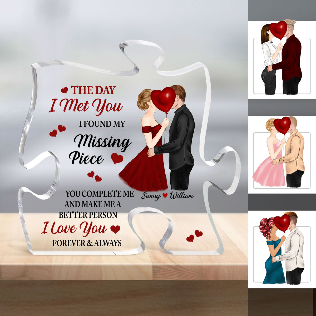 Personalized Desktop - Puzzle Acrylic Plaque - Gifts For Couple - The day I  met you (36391) Wedding Gifts 