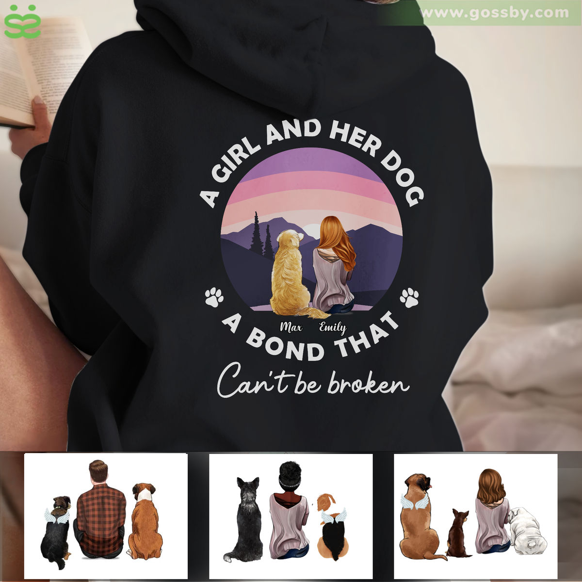 Personalized Shirt - Hoodie - Dog Lover Gifts - A girl and her dog, a bond that can't be broken (36802) (Custom Hoodies - Christmas Gifts For Women, Men)