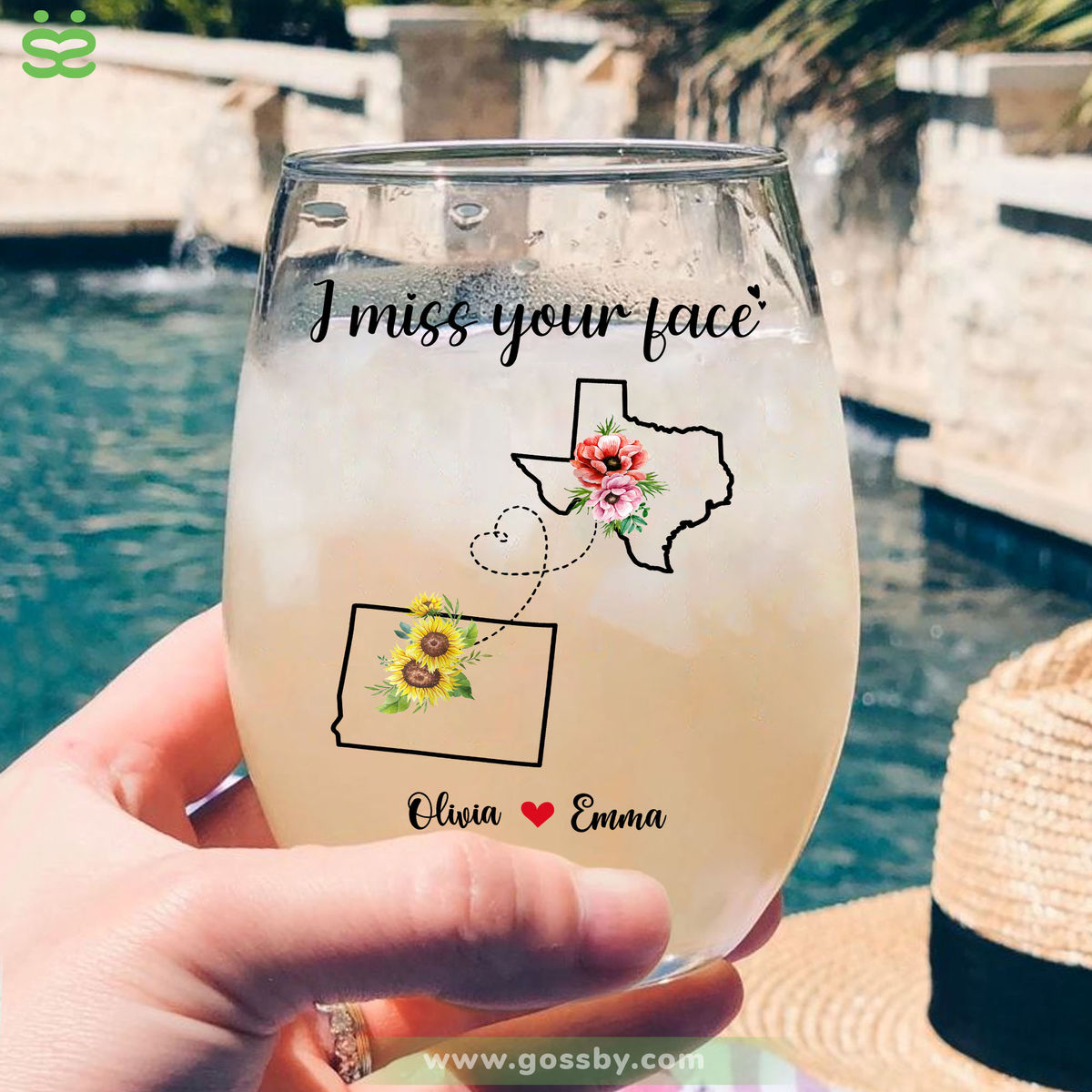 Best friends - I miss your face - Personalized Wine Glass