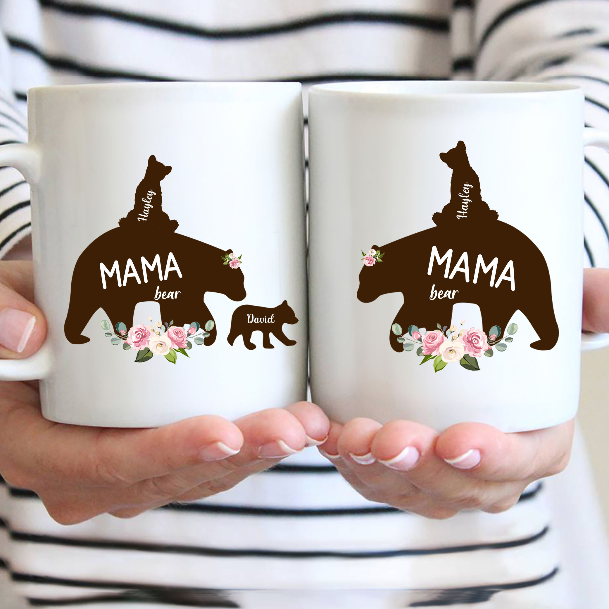 Mama Bear Mug Custom Names Mom Gifts Personalized Gifts for Mom Bear Coffee  Mug Tea Cup - Blue
