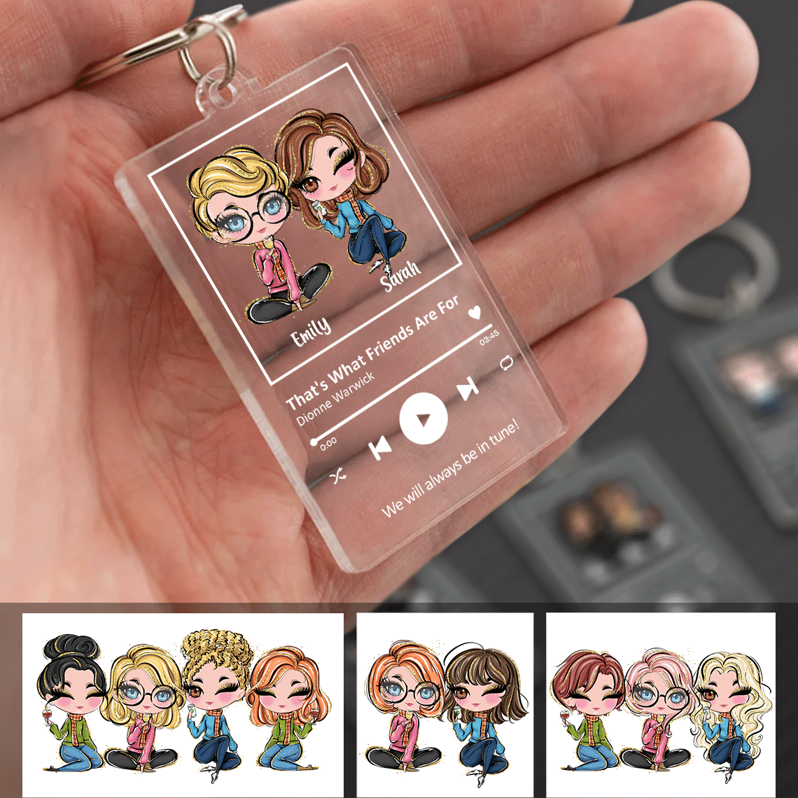 Personalized Keychain - Gifts For Besties and Sisters - Gifts For Her - We always be in Tune - Birthday Gifts, Christmas Gifts for Sisters, Friends