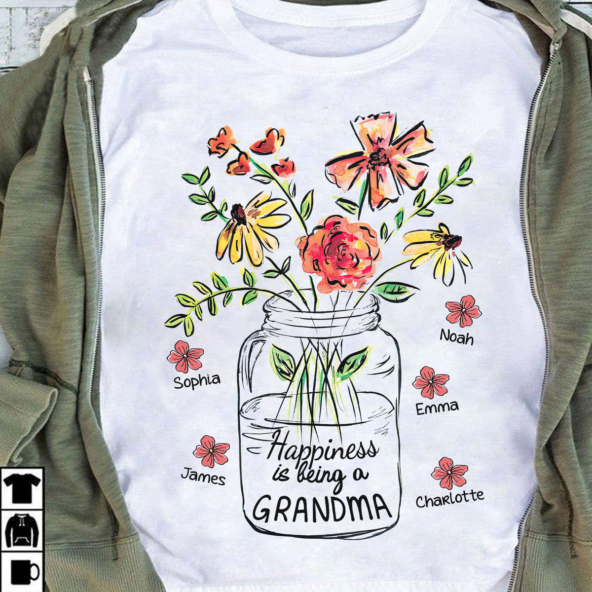 Personalized Shirt - Family - Love Flower - A Gift That Makes Them Smile - Up to 29 kids