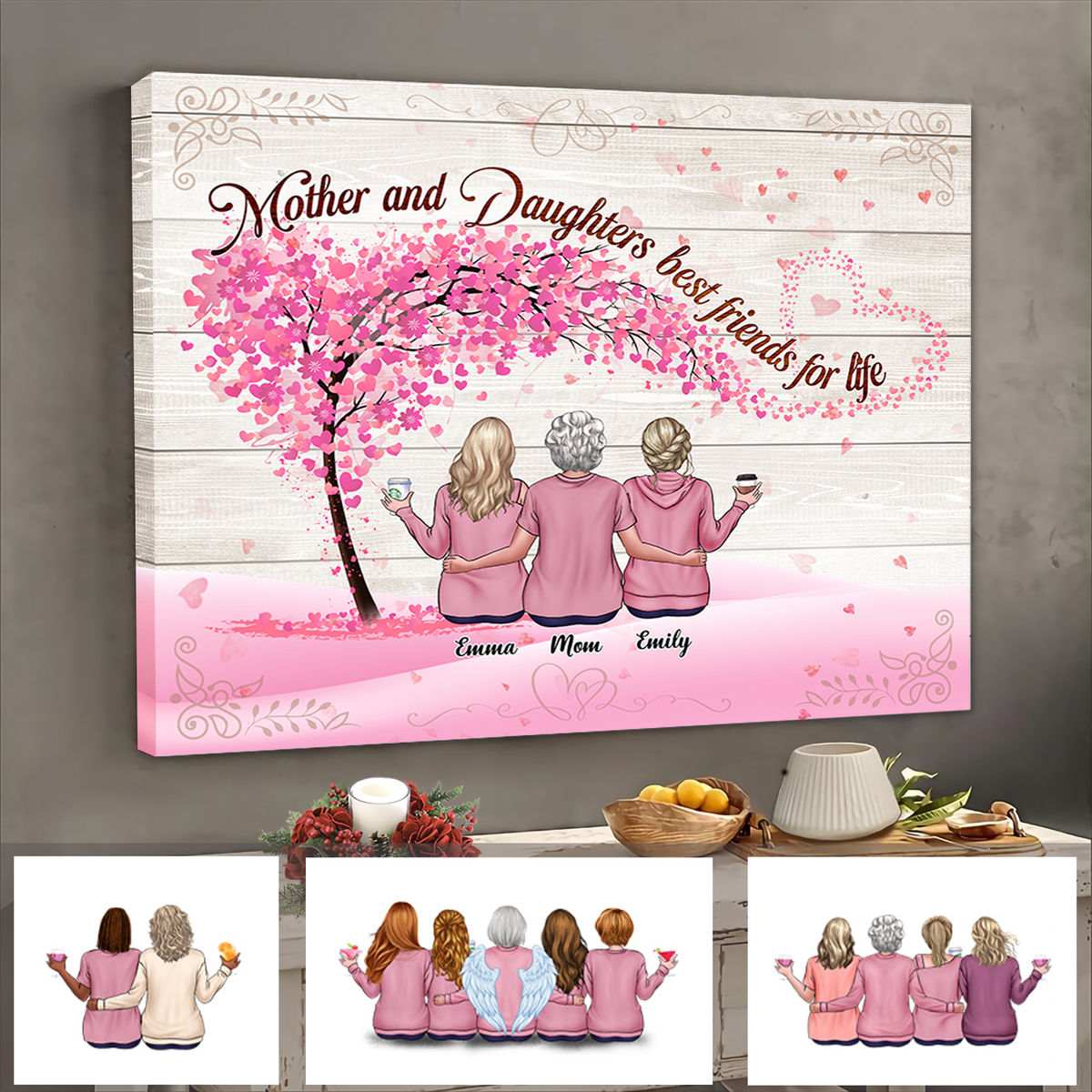 Personalized Wrapped Canvas - Mother's day Gift - Mother & daughter canvas - Mother and daughters best friends for life