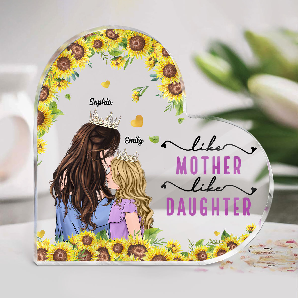 Personalized Desktop - Heart Transparent Plaque - Like Mother Like Daughter (24020)_2