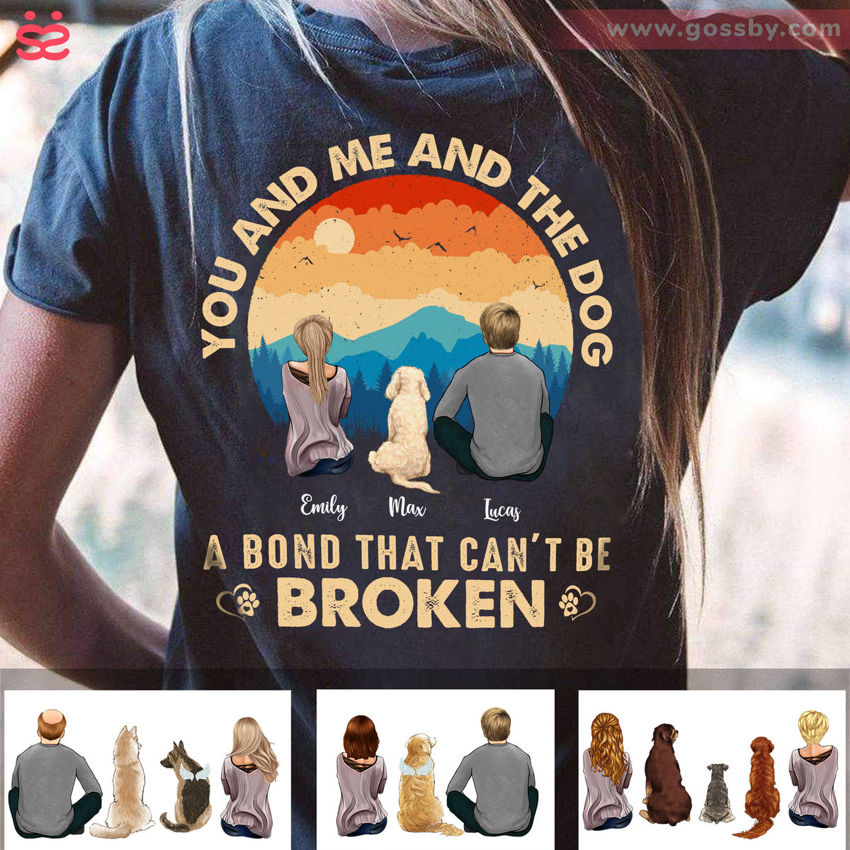 Couple and Dog - You and me and the dog a bond that can't be broken - Personalized Shirt