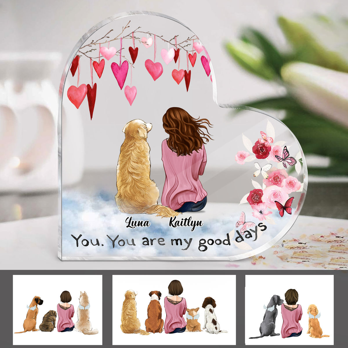Heart Transparent Plaque - You. You are my good day (24263) - Personalized Desktop