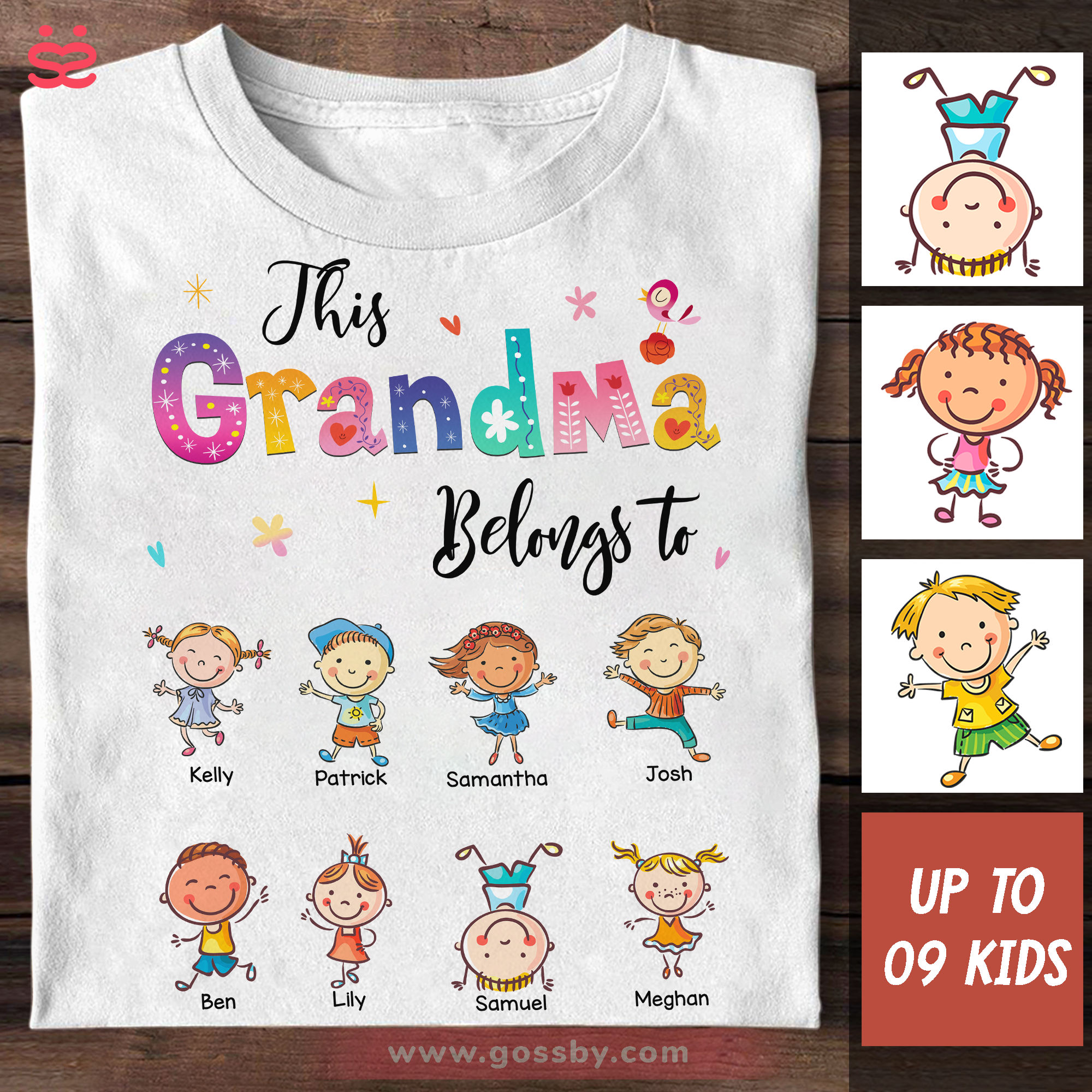 Pretty Shirt For Grandma - This Grandma Belongs To... - Up to 9 Kids -  Mother's Day Gift (0303-