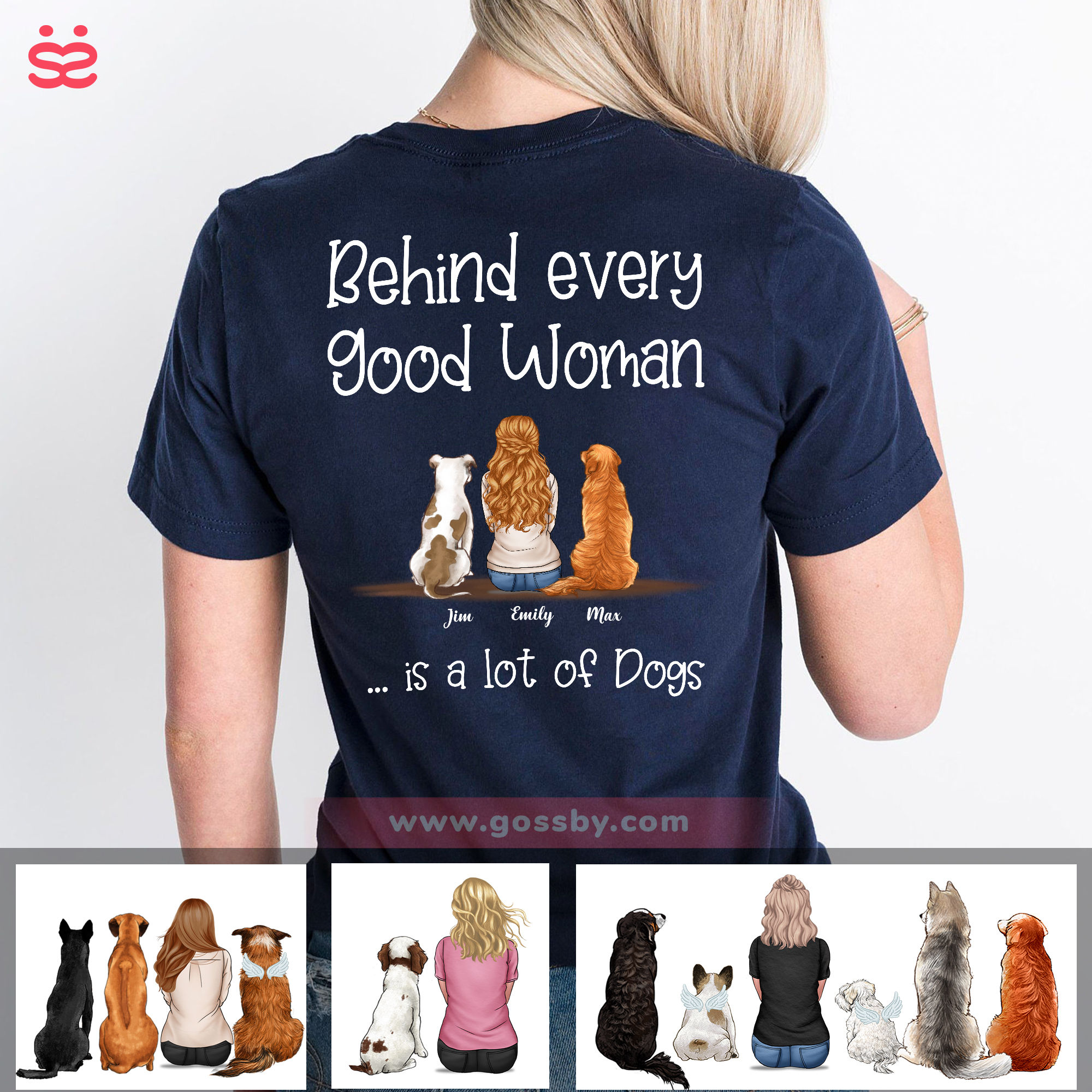 Gossby Personalized Classic Tee Black S - Girl and Dogs Shirt - A Girl and Her Dog, It's A Beautiful Thing