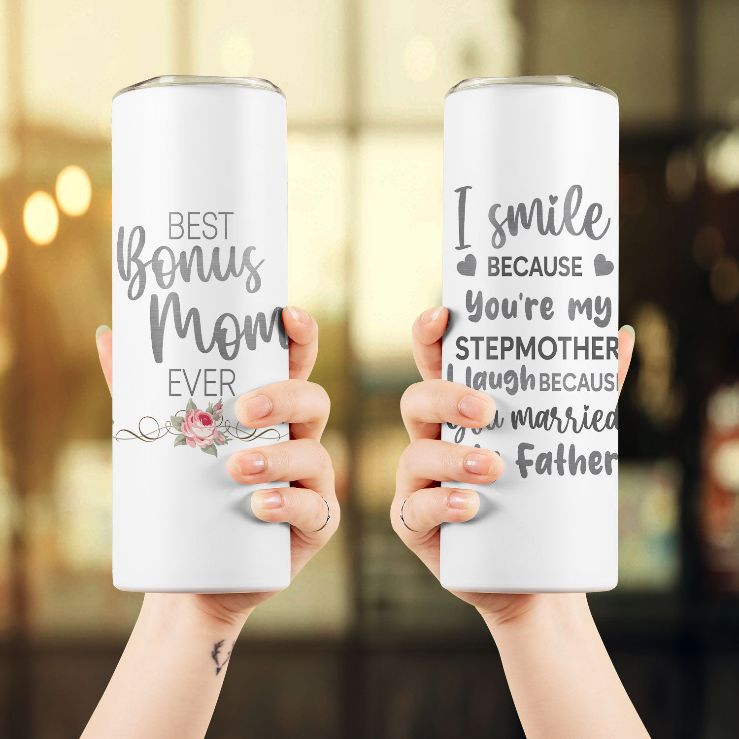 20oz skinny tumbler - BONUS MOM 