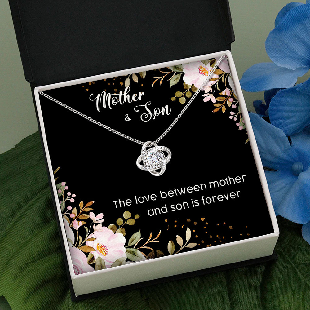 Mother's Day Necklace - Love Knot Necklace - Mother And Son Happy