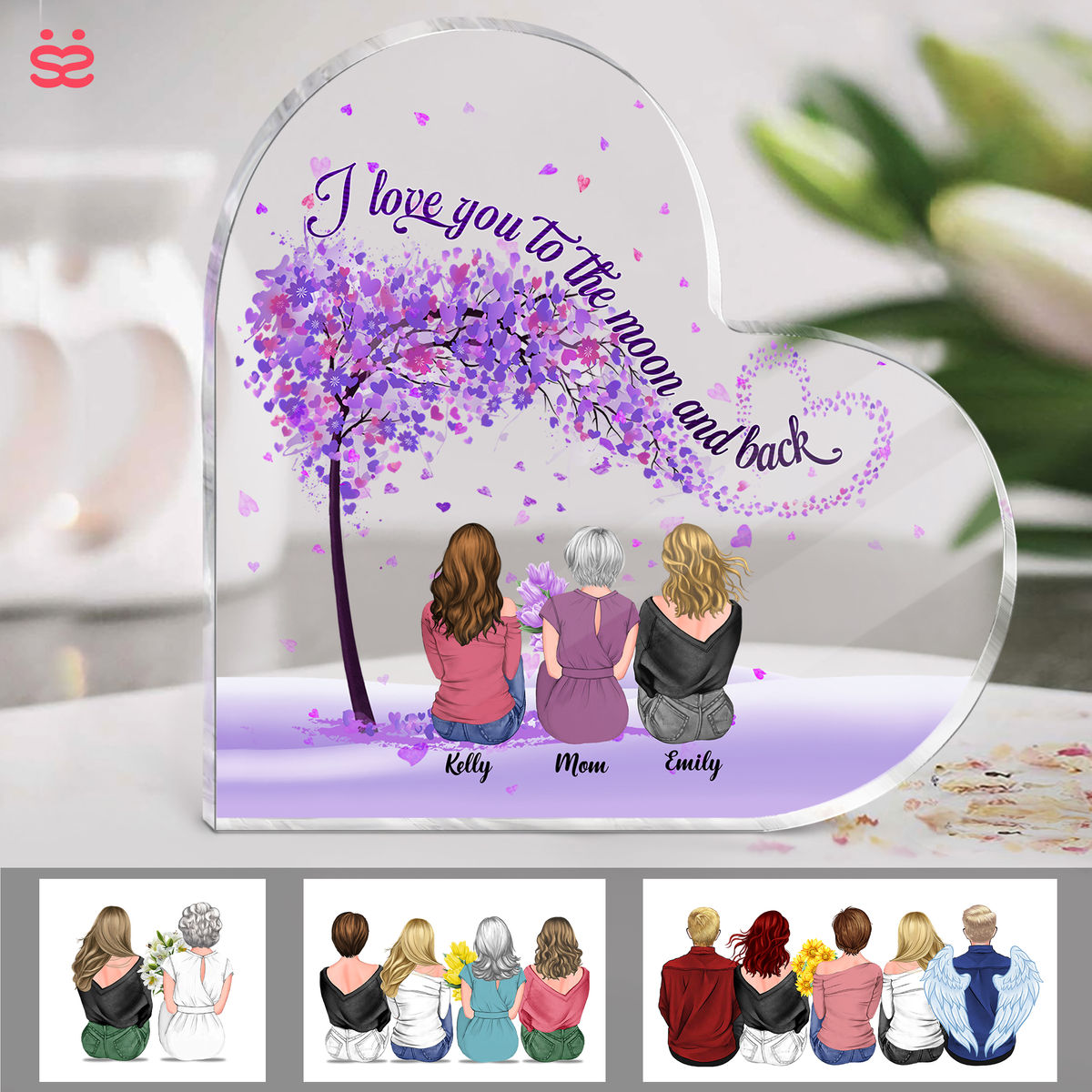 Personalized Desktop - Mother & Daughters/Sons - I love you to the moon and back (PH1)