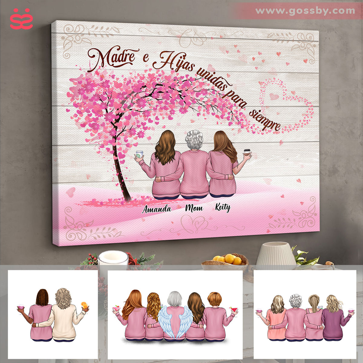 Personalized Wrapped Canvas - Regalo del día de la madre - Madre e hijas unidas para siempre - Spanish