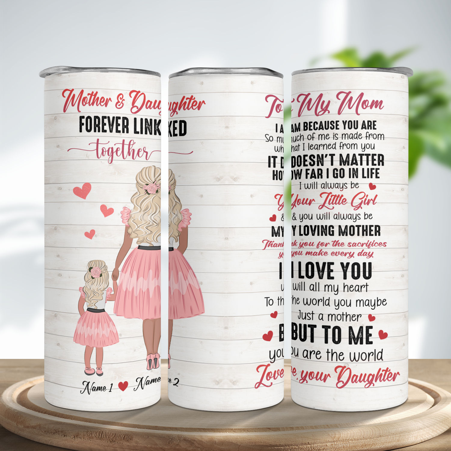 Mother And Daughter Forever Linked Together - Personalized Tumbler Cup –  Macorner
