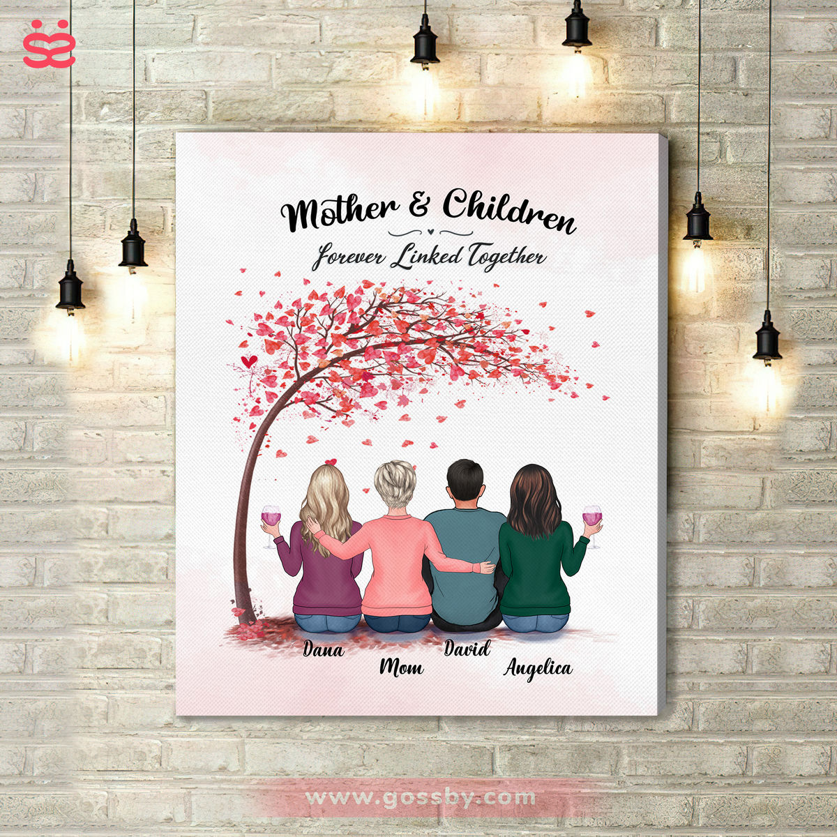 Personalized Wrapped Canvas - Mother's Day Canvas - Love - Mother And Children Forever Linked Together - Birthday Gift,Mother's Day Gift For Mom (1)