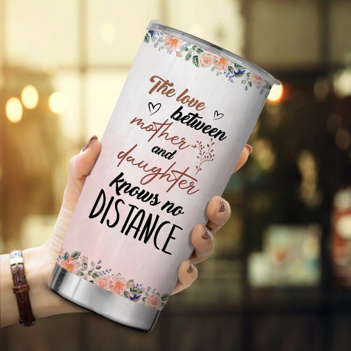 Love Knows No Distance Personalized 16 oz. Travel Tumbler for Mom