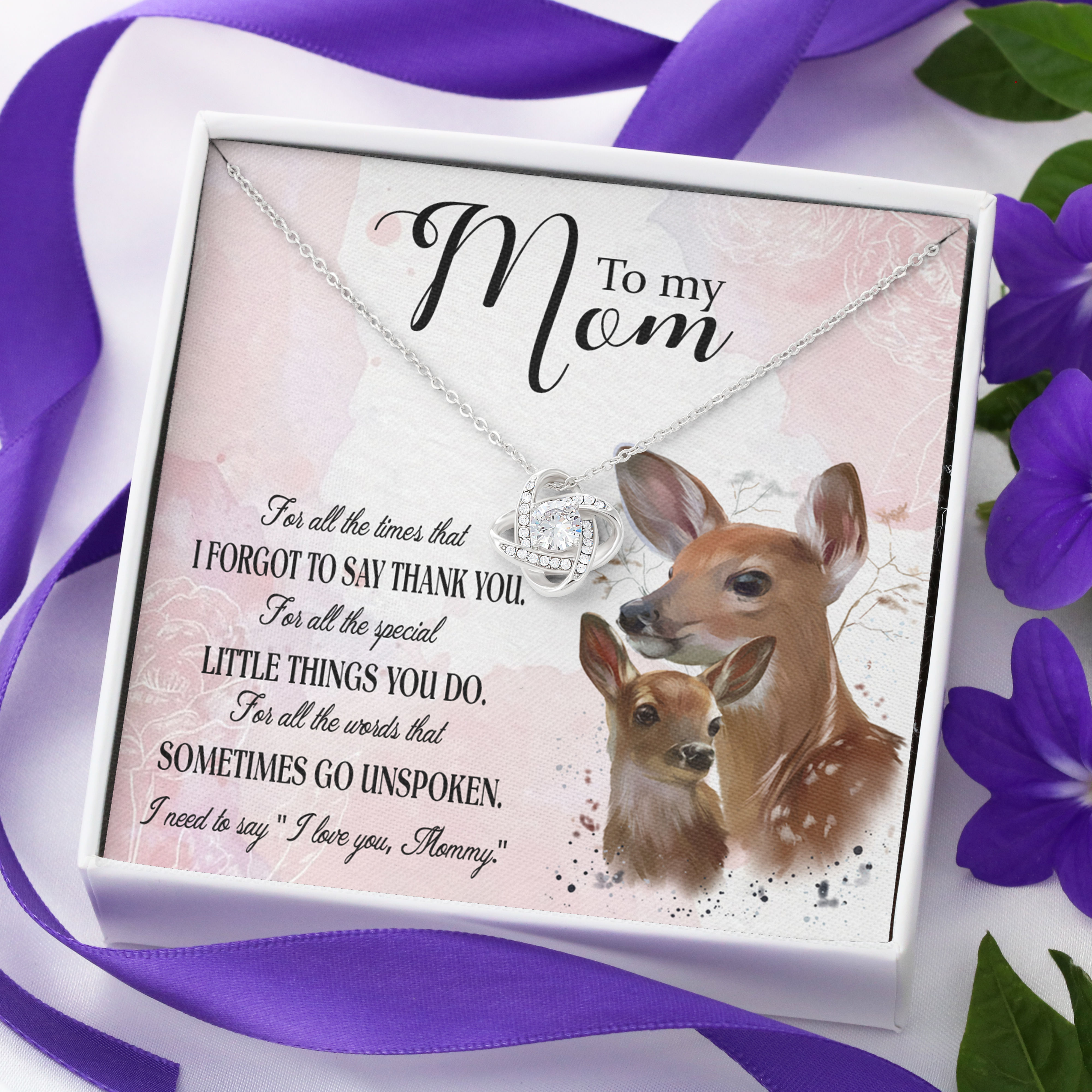Mother's Day Necklace - Love Knot Necklace Mama Deer