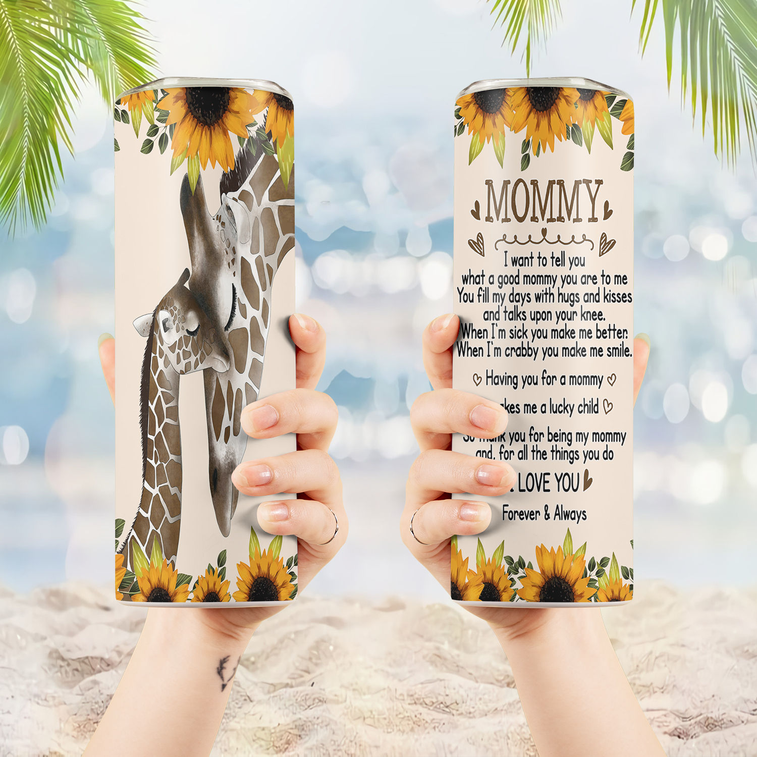 Mother Tumbler - Mama Giraffe Stainless Steel Tumbler Mother's Day