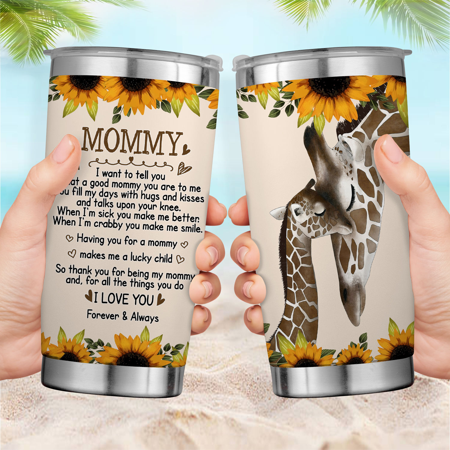 Giraffe Tumbler with Lid and Straw - Unique Giraffe Gifts for