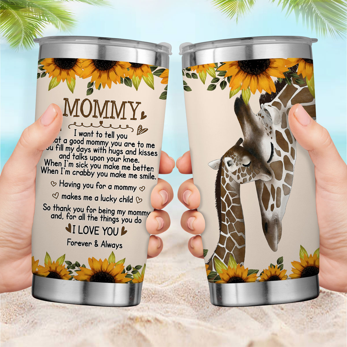 Mother Tumbler - Mama Giraffe Stainless Steel Tumbler Mother's Day