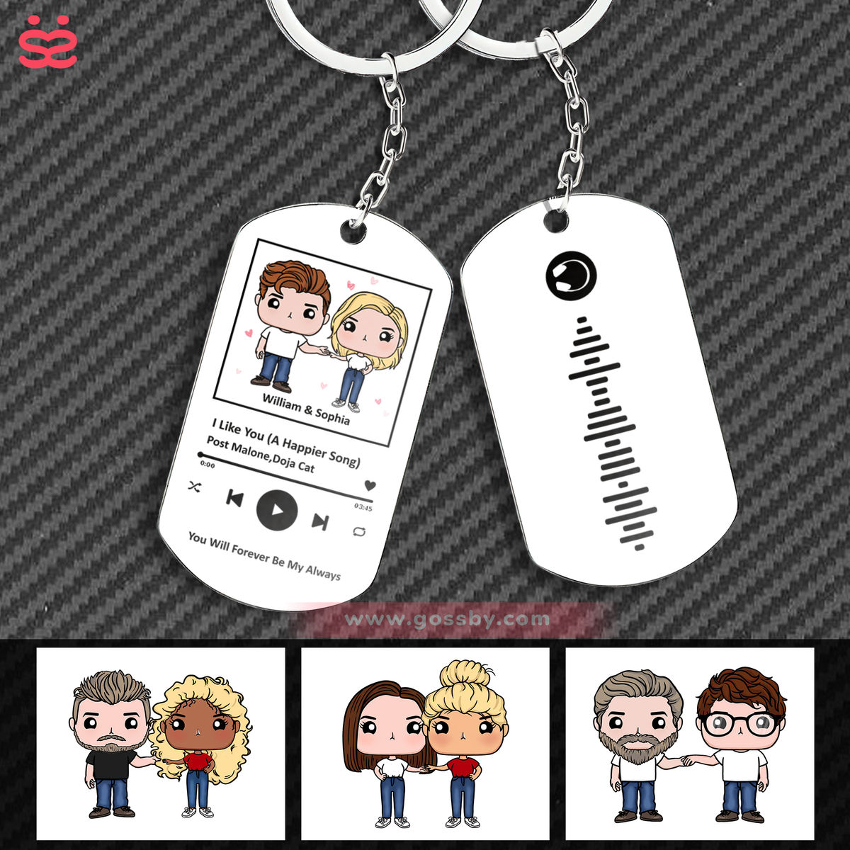 Personalized Keychain - Song Keychain - Couple Figure - You are