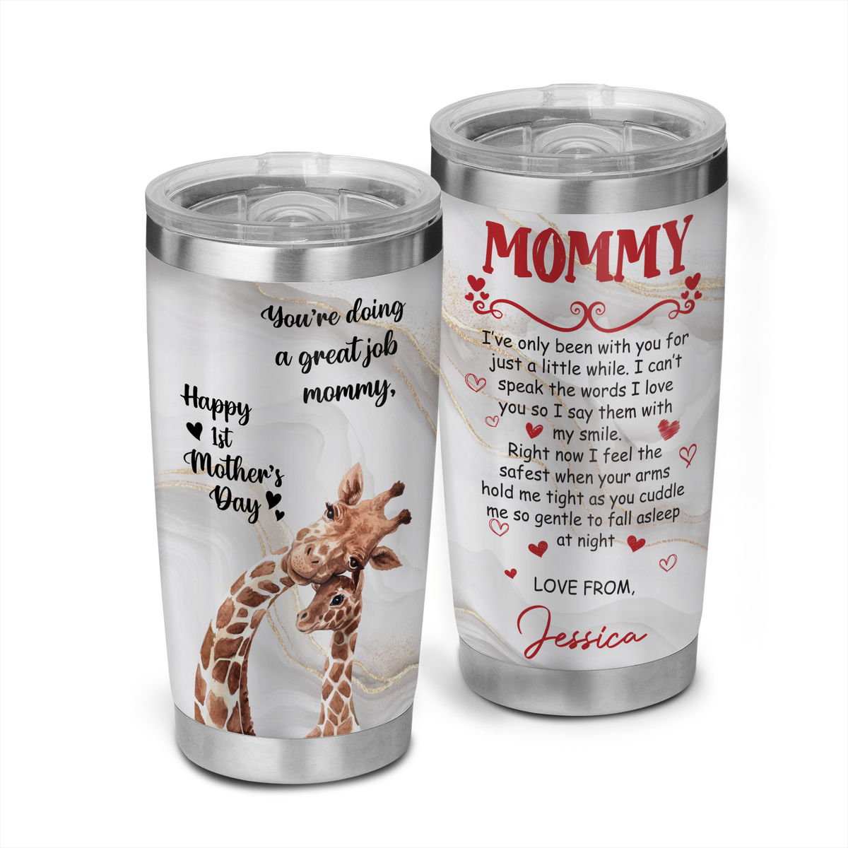 Mother's Day 2023 - Mother's Day Happy 1st Mother's Day Tumbler You're Doing A Great Job Mommy Tumbler 26381 - Personalized Tumbler_2