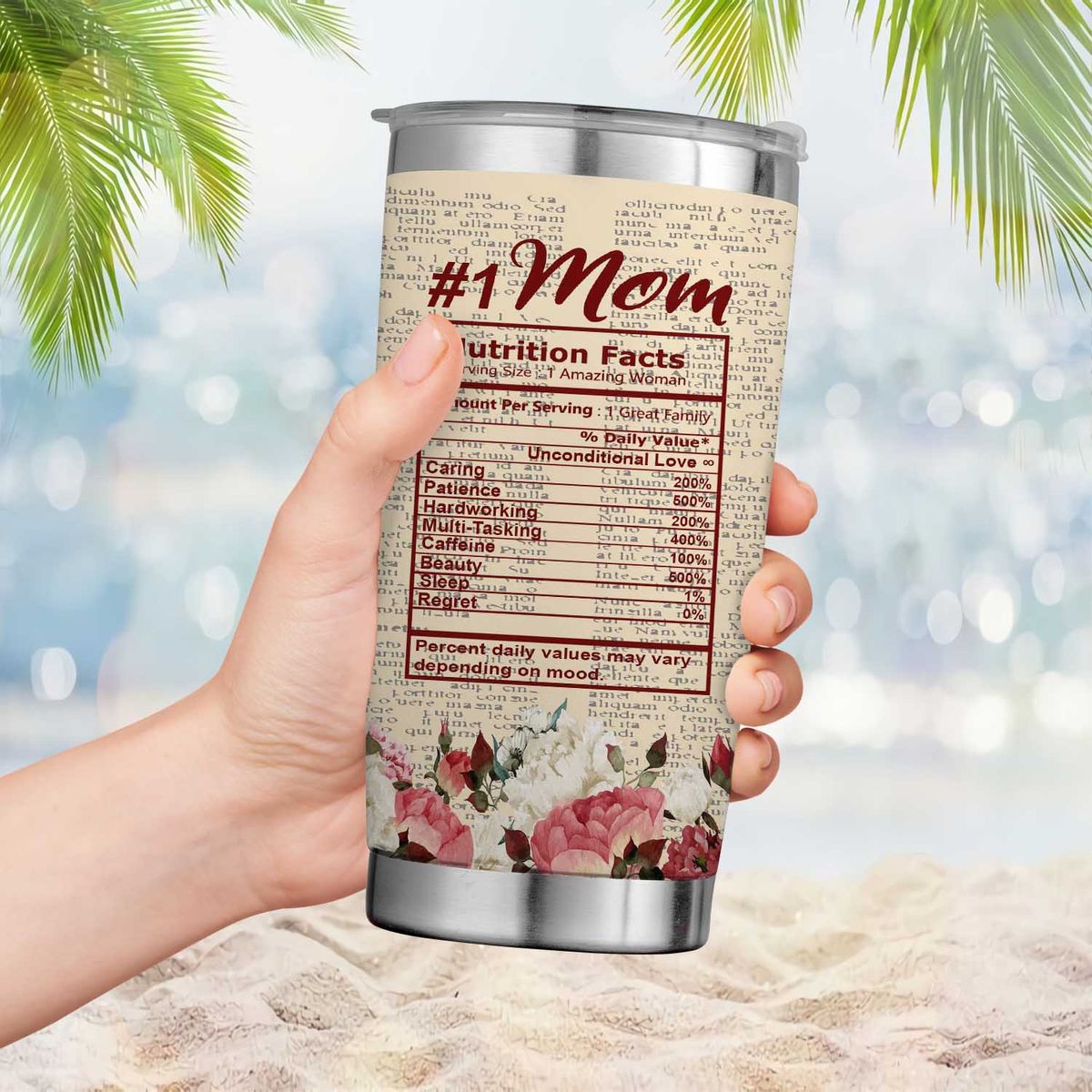 Mother Tumbler - Mom Life Mom Nutrition Facts Stainless Steel Tumbler  Mother's Day Eco-friendly Tumbler To my Mom Skinny Tumbler (24912)