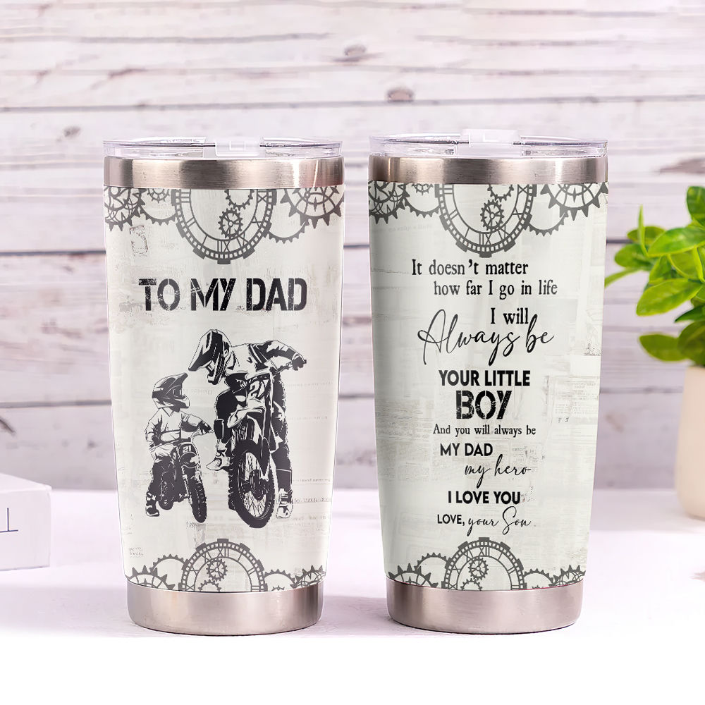 To My Dad From Son My Dad My Hero Father And Son Personalized Tumbler