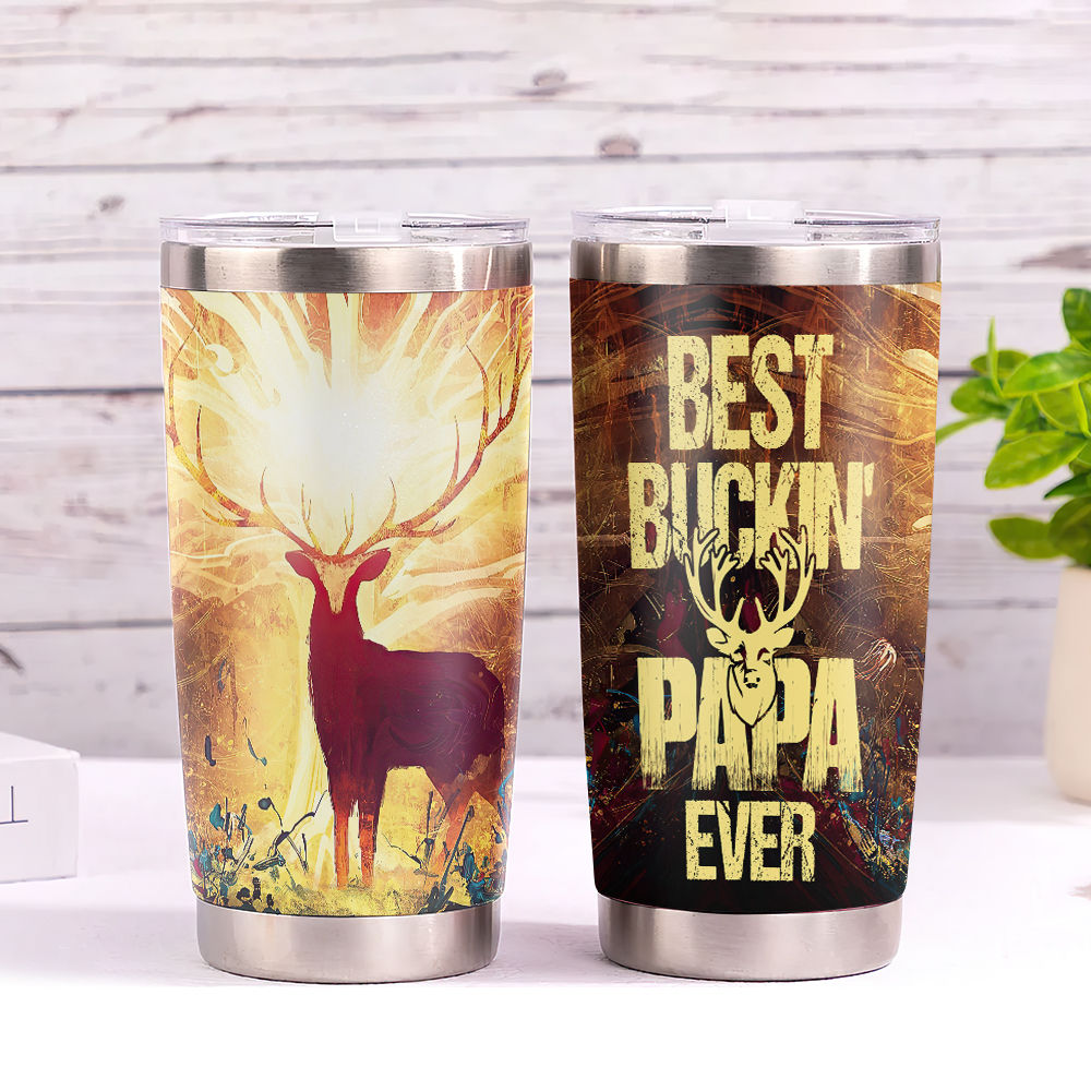 Father Tumbler - Deer hunting Stainless Steel Tumbler Father's Day Eco-friendly Tumbler To my Father Skinny Tumbler Gift For Father 26674_2