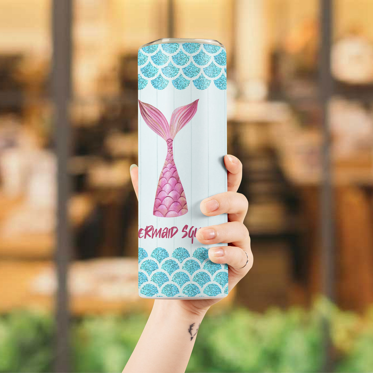 Mermaid custom Stainless Steel Straw Tumbler – Squishy Cheeks