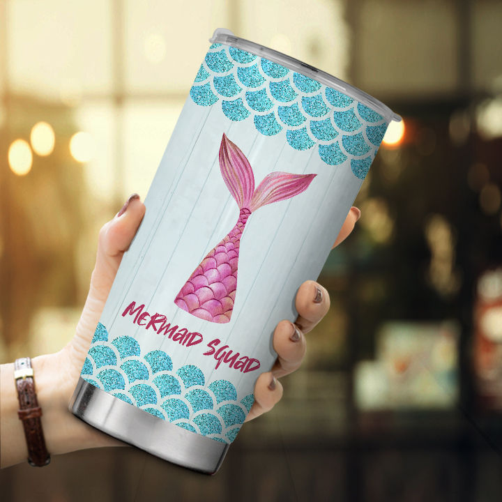 Mermaid Tumbler - Mermaid Squad Stainless Steel Tumbler Mermaid Lovers Eco-friendly Tumbler Skinny Gift For Friend 26767_1