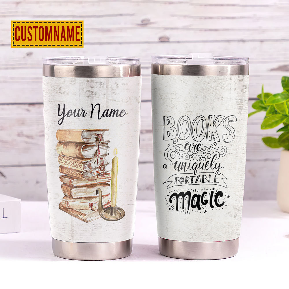 Book Tumbler - Books Are A Uniquely Portable Magic Stainless Steel Tumbler Eco-friendly Tumbler Skinny Gift For Bookworm 26835