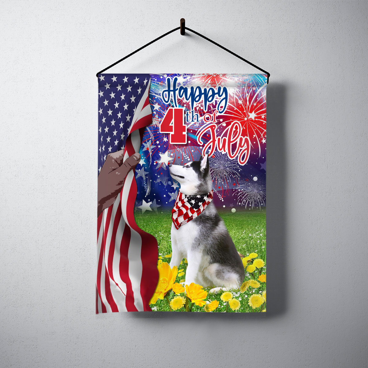 Happy 4th July - Independence Day Flag, Siberian Husky Dog Fourth of July, Siberian Husky Happy 4th July Flag, The Fourth of July, USA Patriotic Dog Flag 26933 - Garden Flag_1