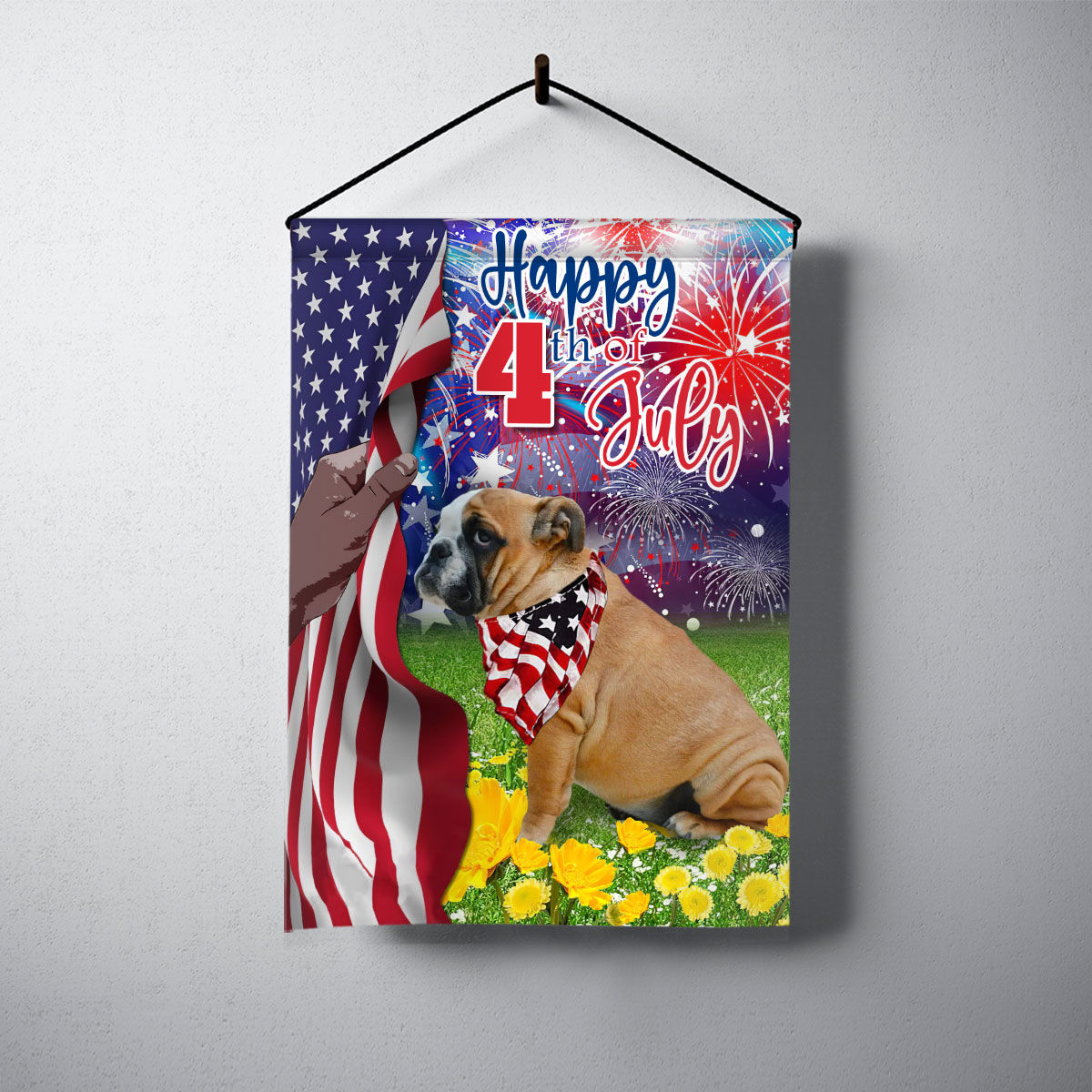 Garden Flag - Happy 4th July - Independence Day Flag, Bulldog Fourth of July, Bulldog Happy 4th July Flag, The Fourth of July, USA Patriotic Dog Flag 26951_1