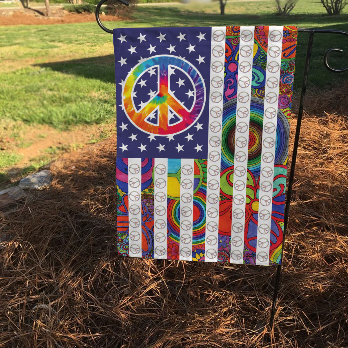 Peace Flag - Hippie Soul Flag Love Peace Bohemian Hippie Flag Outdoor Decor Hippie Style Garden Flag 26965_1