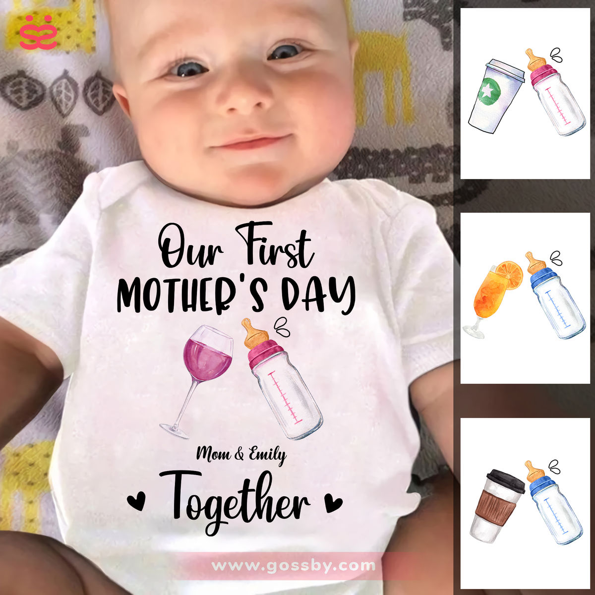 Custom Baby Onesies - Our First Mother's Day Together - Baby Shower Gift - Personalized Shirt