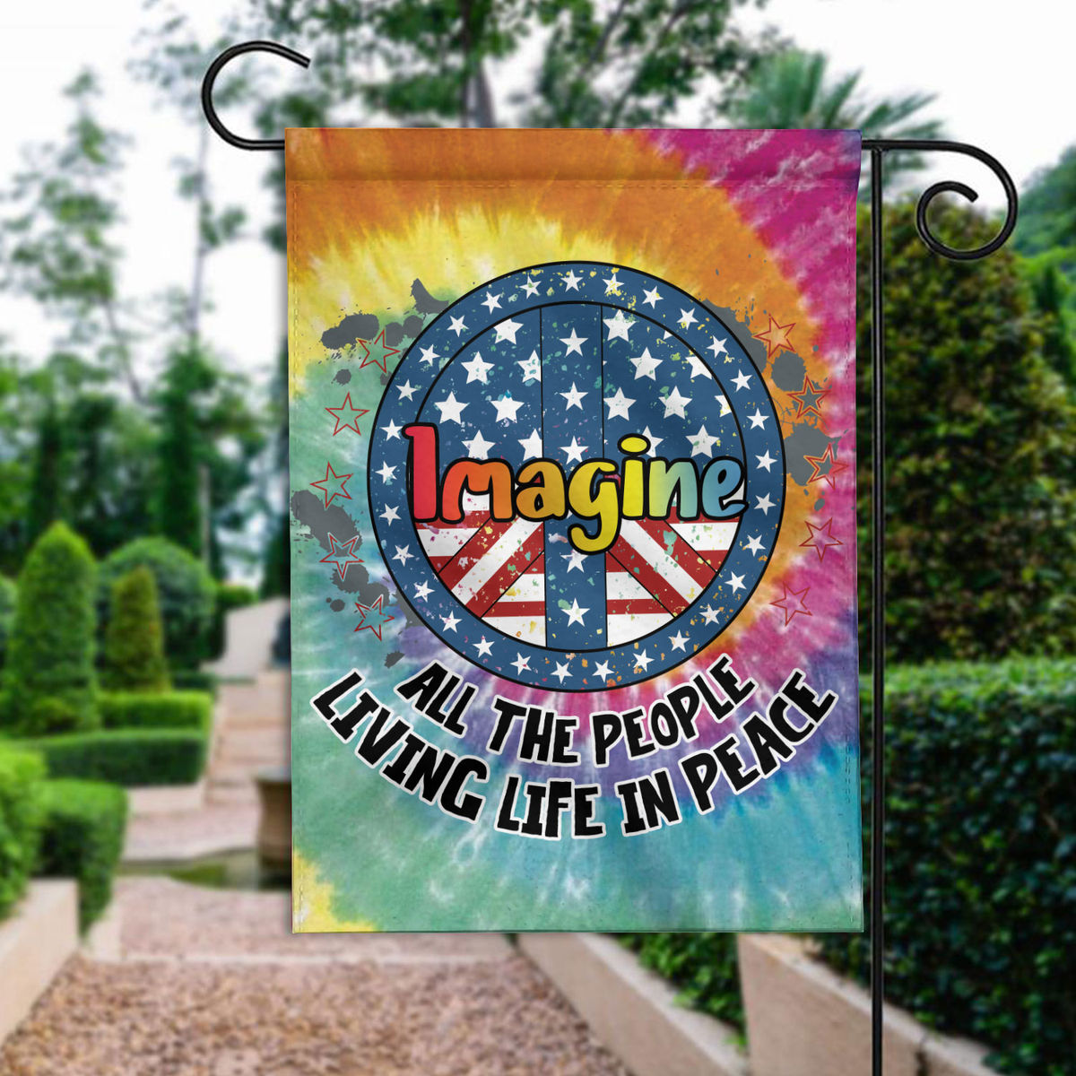 Peace Flag - Hippie Soul Flag Love Peace Bohemian Hippie Flag Outdoor Decor Hippie Style Garden Flag26968