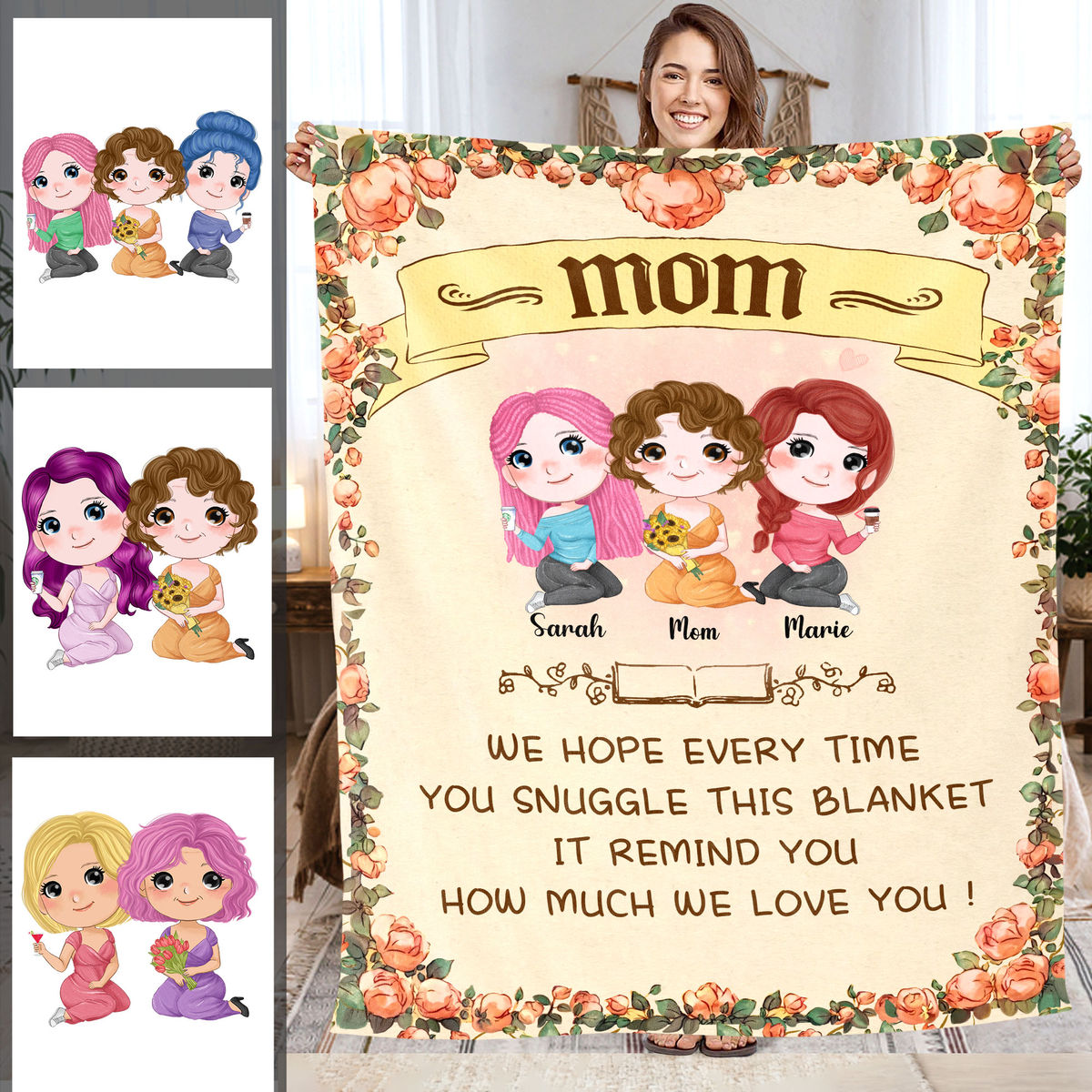 Personalized Blanket - Mother's Day Blanket - Mom - We Hope Every Time You Snuggled This Blanket It Remind You How Much We Love You