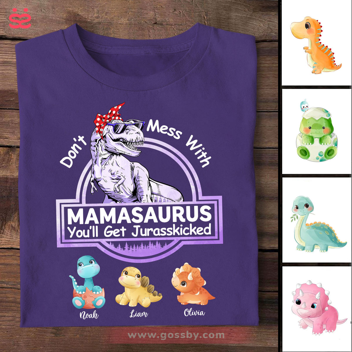 Personalized Shirt - Family - Don't Mess With Mamasaurus - Birthday Gift, Mother's Day Gift For Mom (Violet), Gifts For Mother